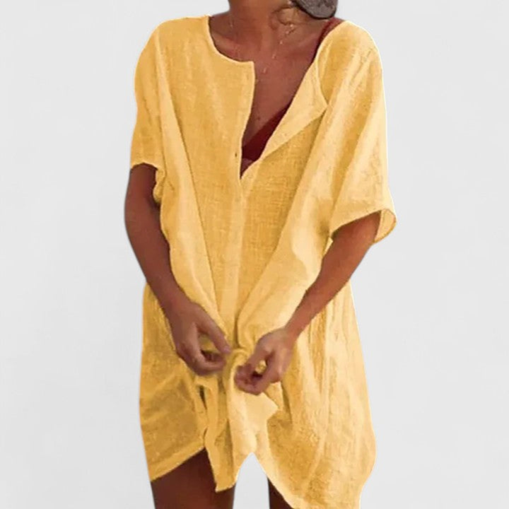Imogen™ | Women's Linen Button-Front Tunic Dress