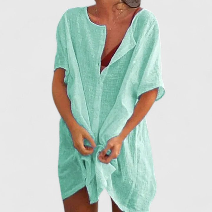 Imogen™ | Women's Linen Button-Front Tunic Dress