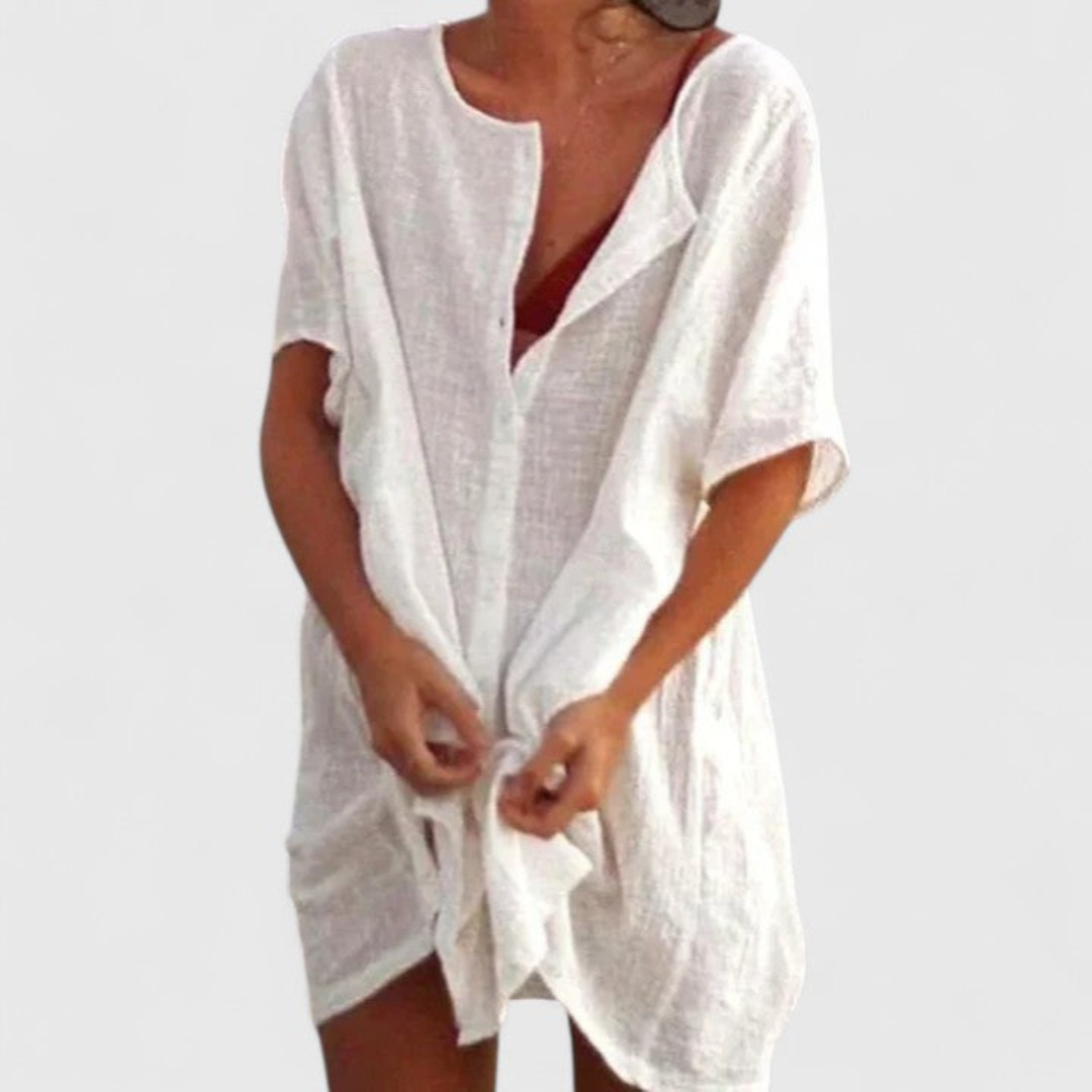 Imogen™ | Women's Linen Button-Front Tunic Dress