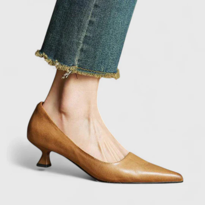 Inez™ | Women's Leather Pointed-Toe Kitten Heels