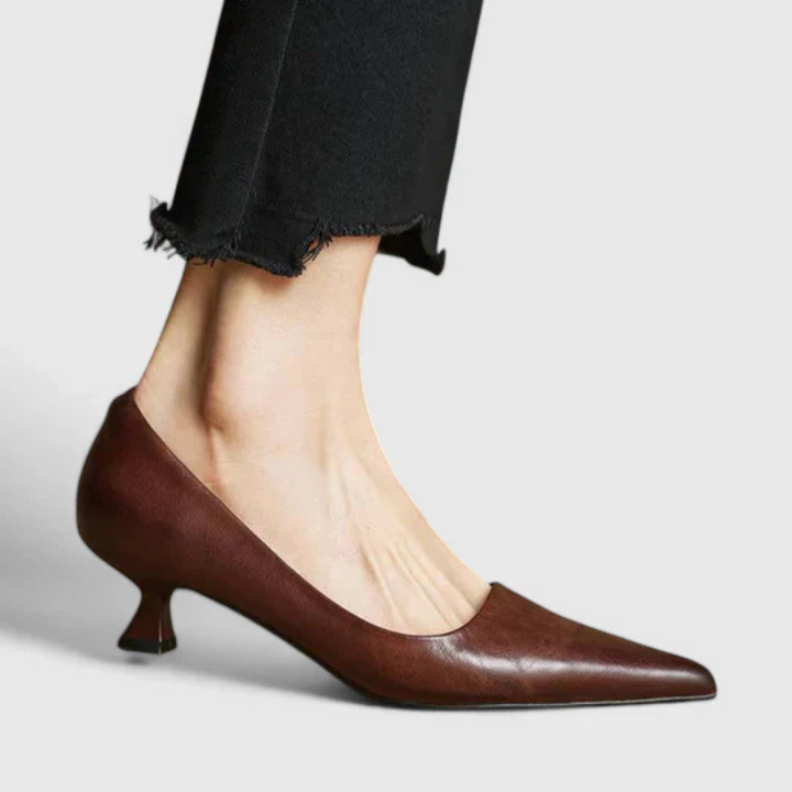 Inez™ | Women's Leather Pointed-Toe Kitten Heels