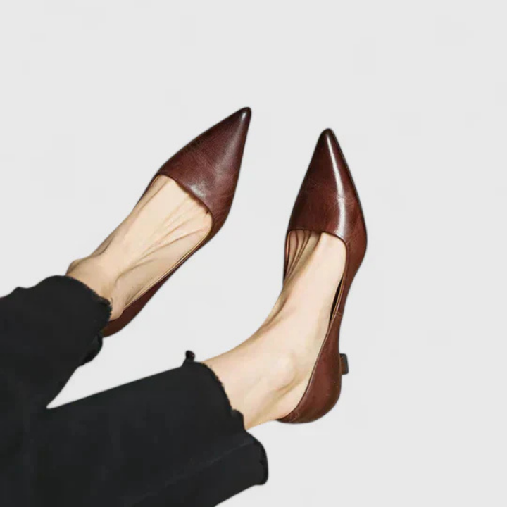 Inez™ | Women's Leather Pointed-Toe Kitten Heels