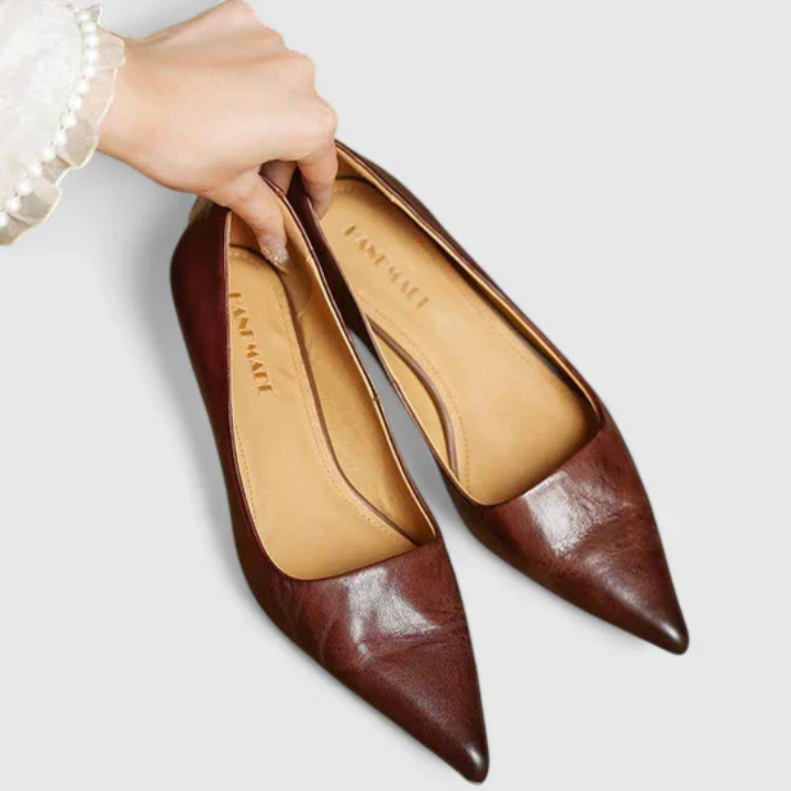 Inez™ | Women's Leather Pointed-Toe Kitten Heels