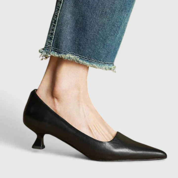 Inez™ | Women's Leather Pointed-Toe Kitten Heels