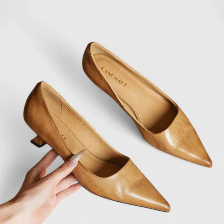 Inez™ | Women's Leather Pointed-Toe Kitten Heels
