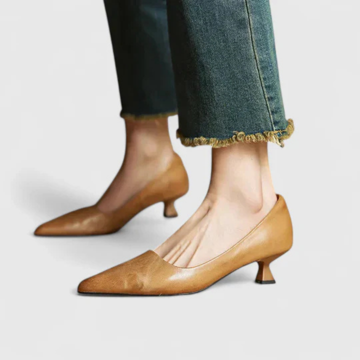 Inez™ | Women's Leather Pointed-Toe Kitten Heels