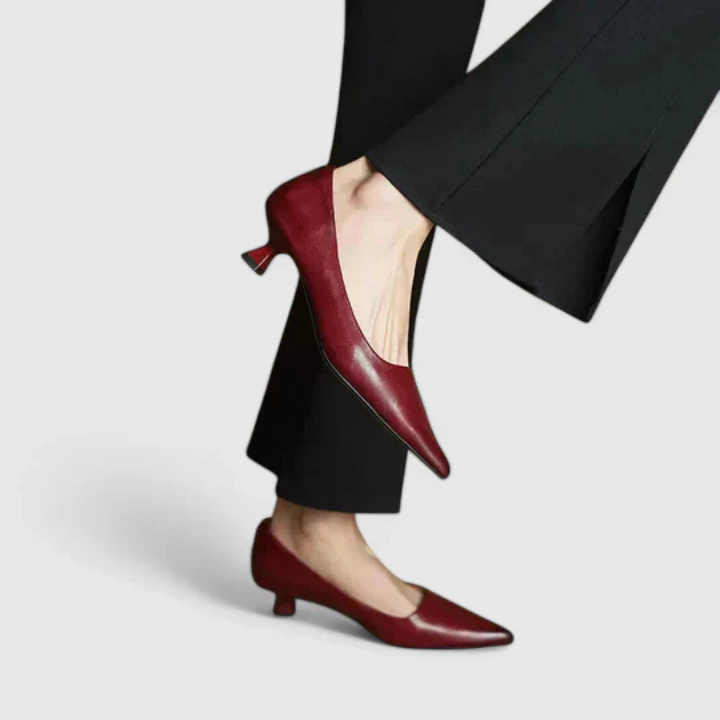 Inez™ | Women's Leather Pointed-Toe Kitten Heels