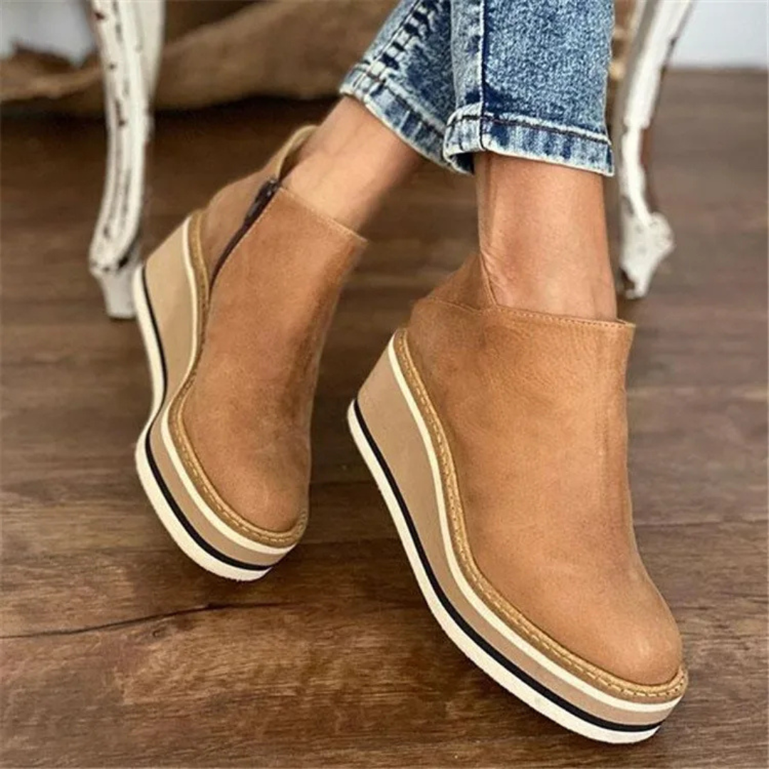 Ingrid™ | Women's Leather Wedge Ankle Boots