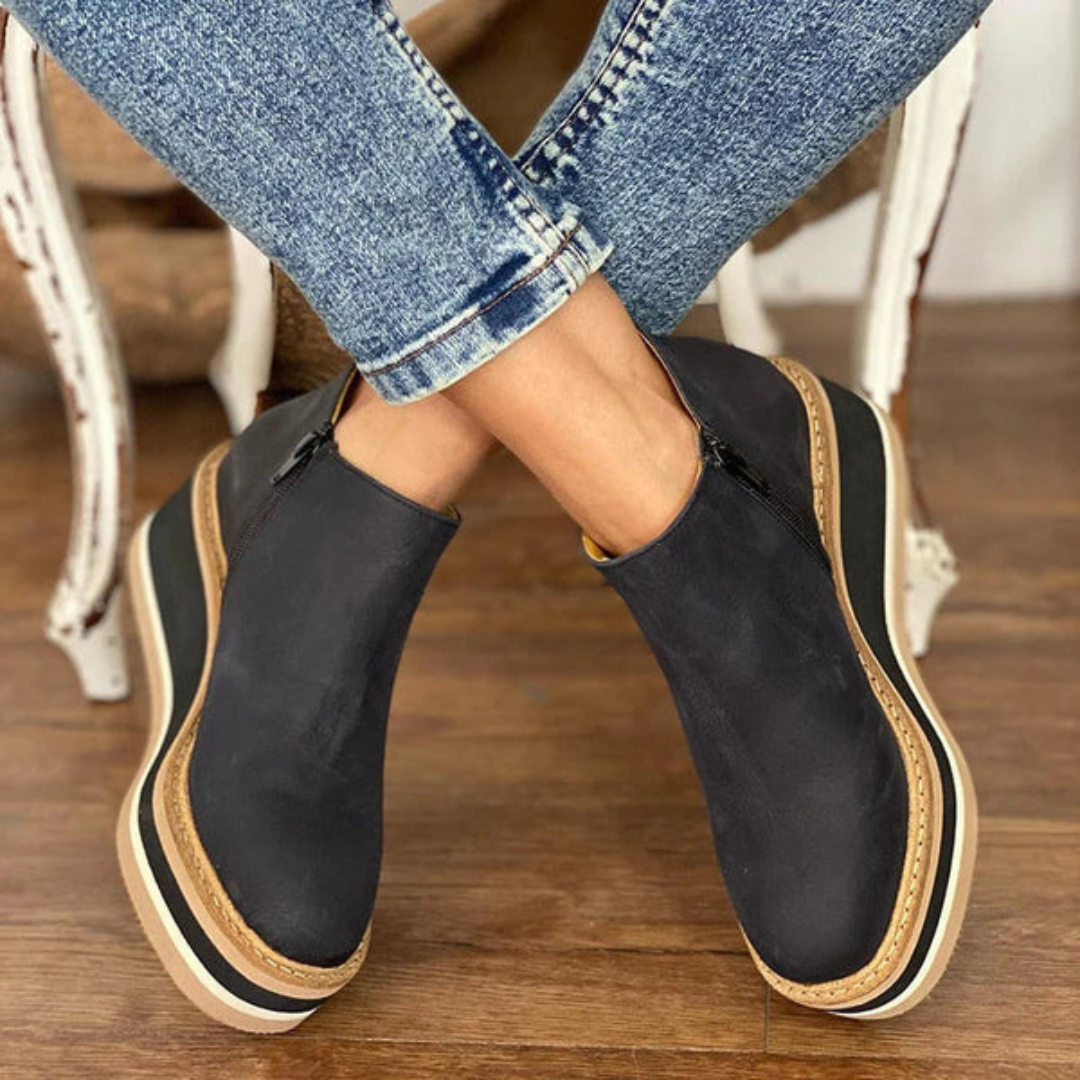 Ingrid™ | Women's Leather Wedge Ankle Boots