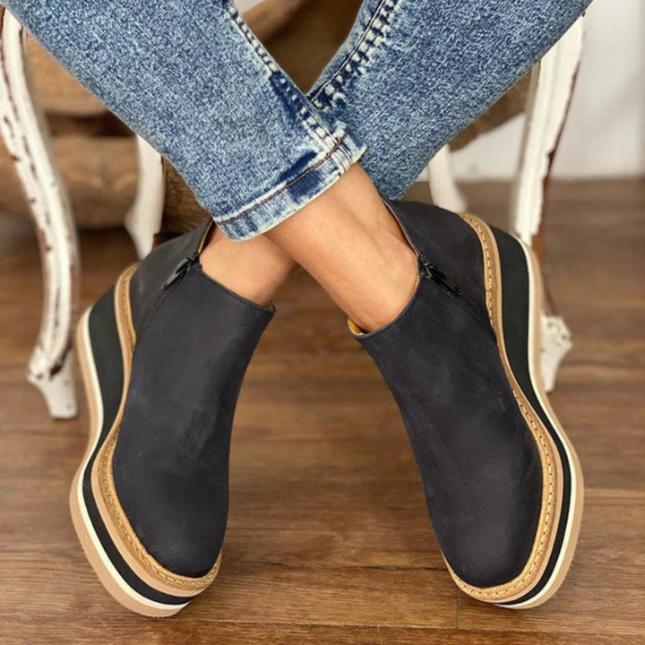 Ingrid™ | Women's Leather Wedge Ankle Boots
