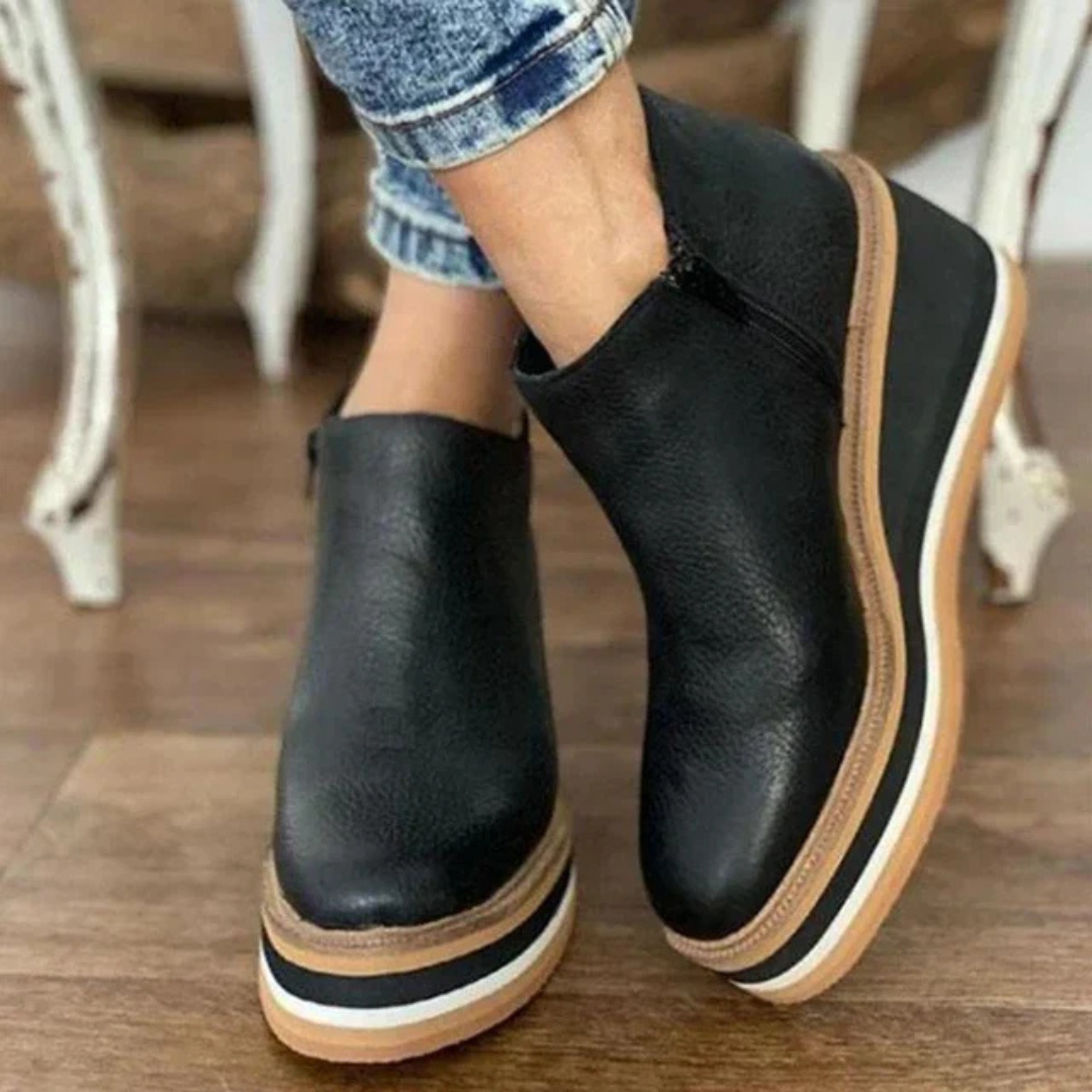 Ingrid™ | Women's Leather Wedge Ankle Boots