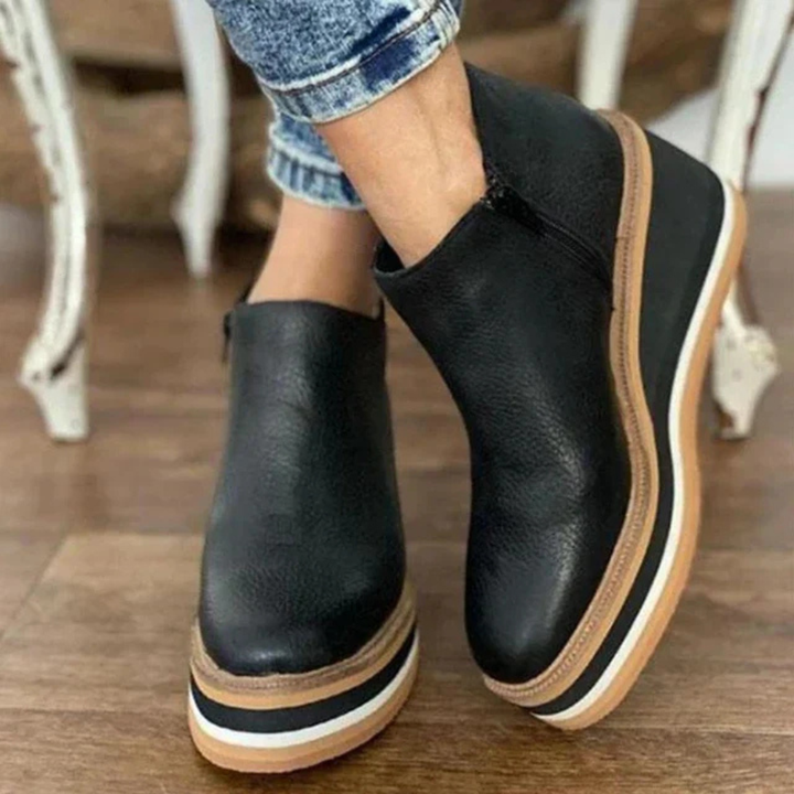 Ingrid™ | Women's Leather Wedge Ankle Boots