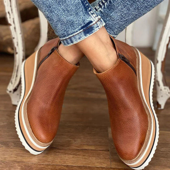 Ingrid™ | Women's Leather Wedge Ankle Boots