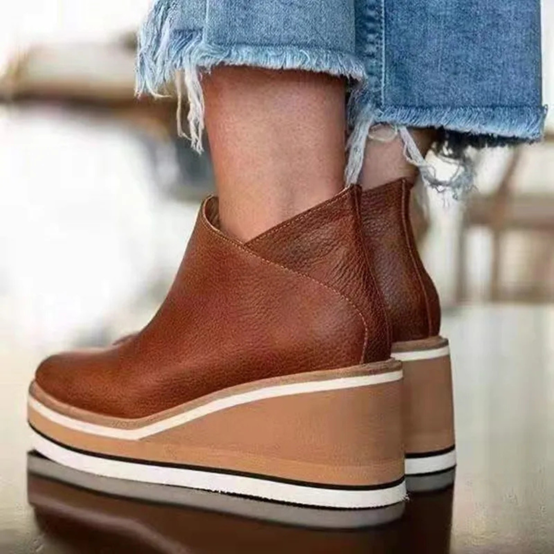 Ingrid™ | Women's Leather Wedge Ankle Boots