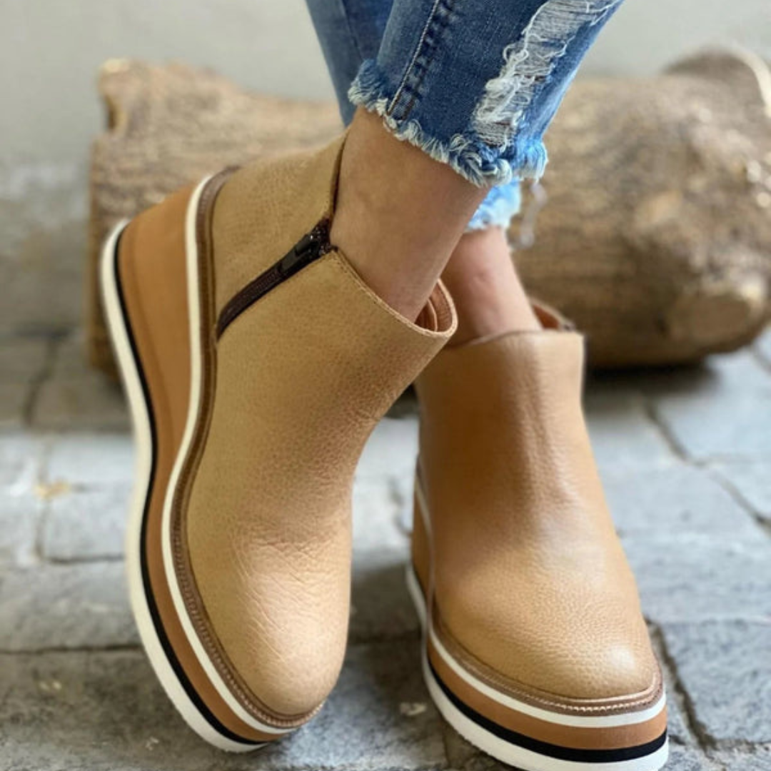 Ingrid™ | Women's Leather Wedge Ankle Boots