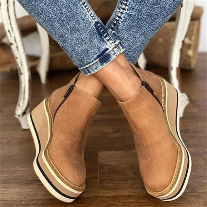 Ingrid™ | Women's Leather Wedge Ankle Boots