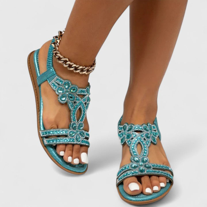 Jolene™ | Women's Comfort Rhinestone Flat Sandals