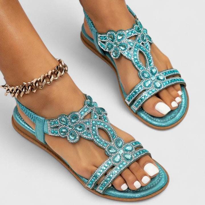 Jolene™ | Women's Comfort Rhinestone Flat Sandals