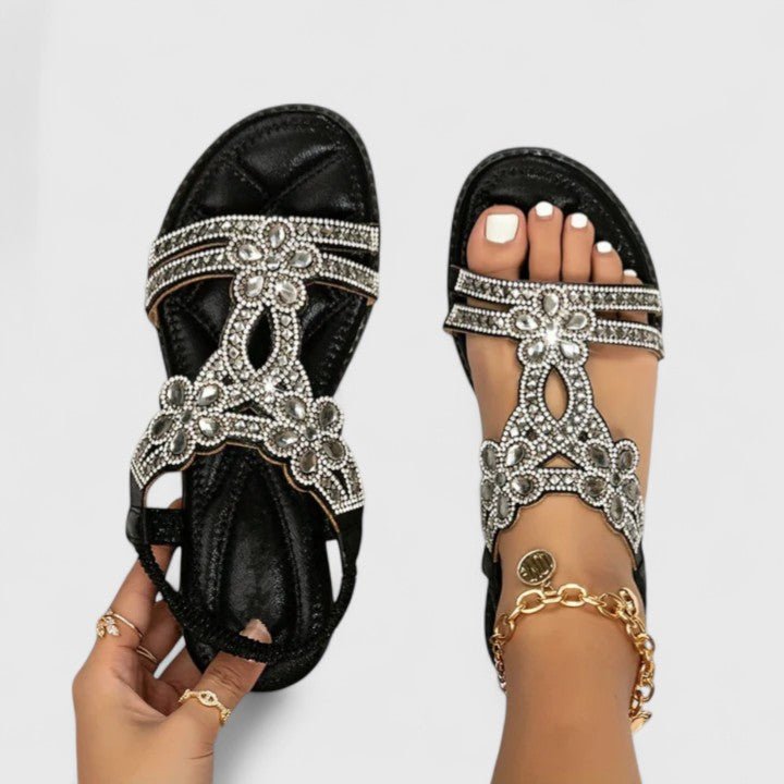 Jolene™ | Women's Comfort Rhinestone Flat Sandals