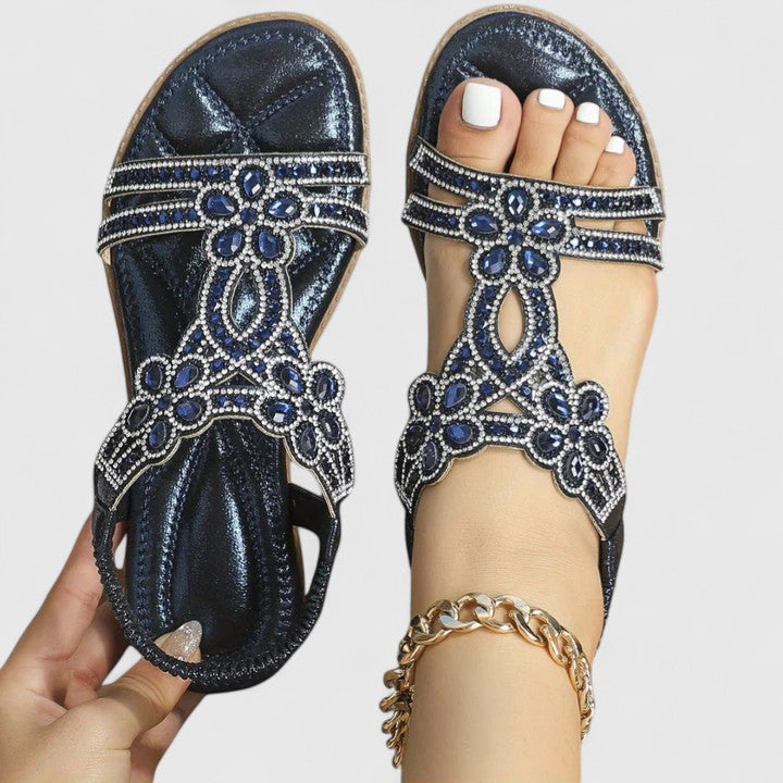 Jolene™ | Women's Comfort Rhinestone Flat Sandals