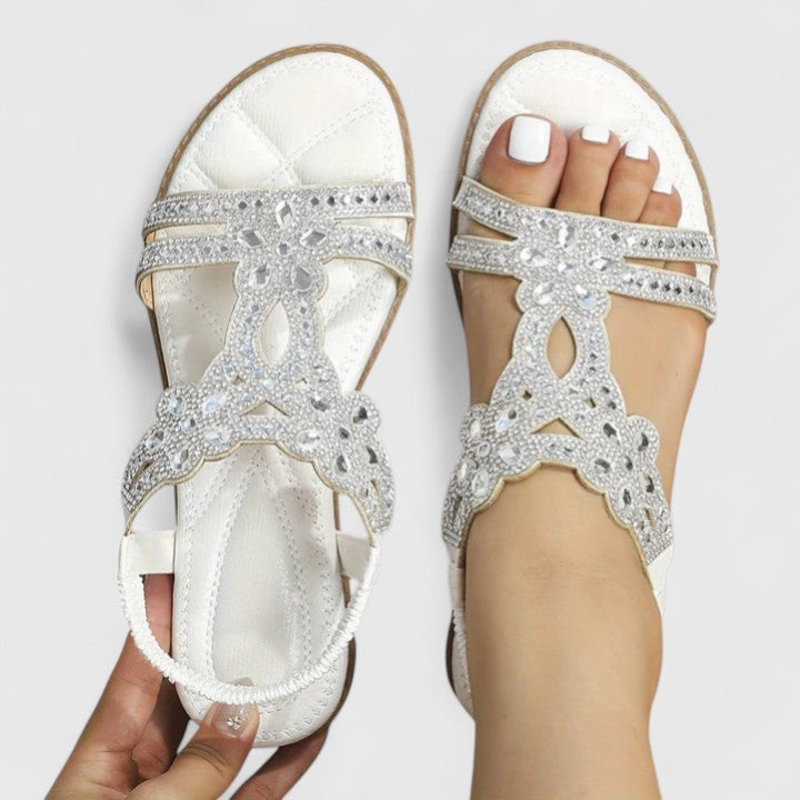 Jolene™ | Women's Comfort Rhinestone Flat Sandals