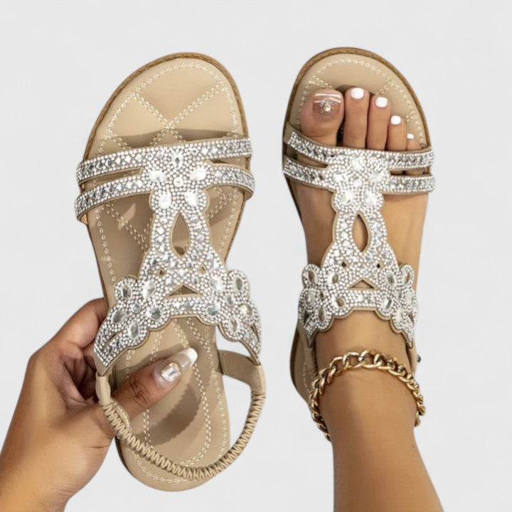 Jolene™ | Women's Comfort Rhinestone Flat Sandals