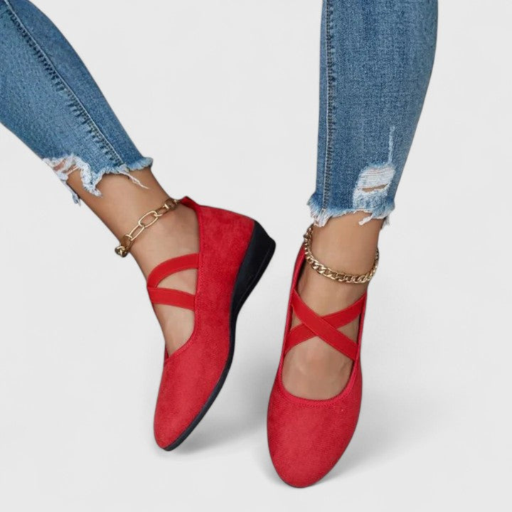 Jolene™ | Women's Suede Strappy Ballet Wedges