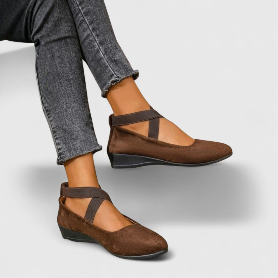 Jolene™ | Women's Suede Strappy Ballet Wedges
