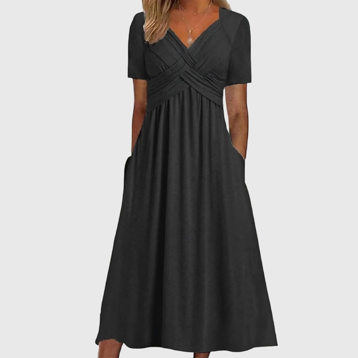Maelle™ | Women's Soft V-Neck Midi Dress
