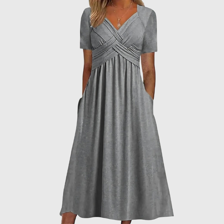 Maelle™ | Women's Soft V-Neck Midi Dress