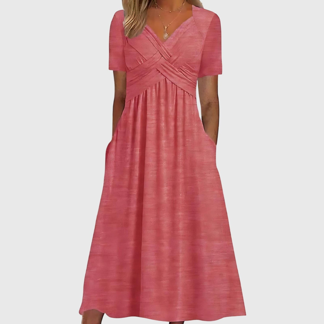 Maelle™ | Women's Soft V-Neck Midi Dress