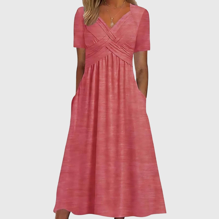 Maelle™ | Women's Soft V-Neck Midi Dress