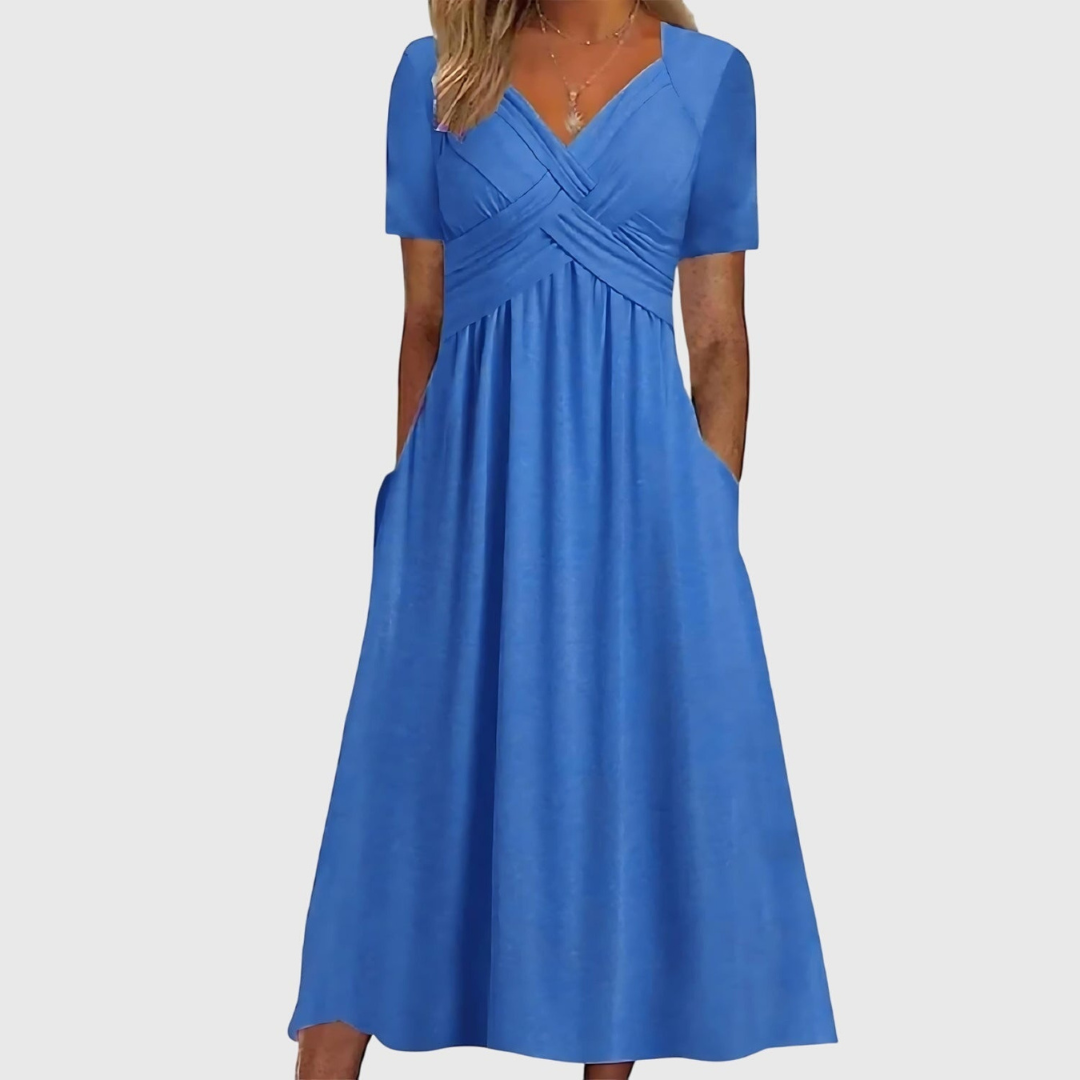 Maelle™ | Women's Soft V-Neck Midi Dress
