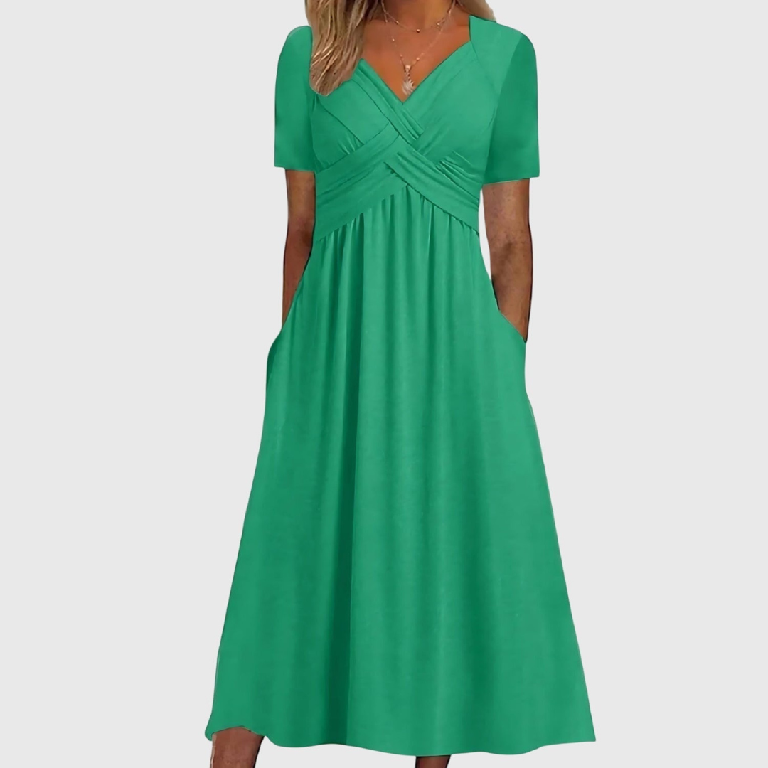 Maelle™ | Women's Soft V-Neck Midi Dress