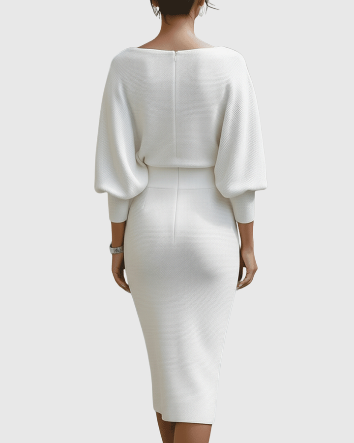 Margaux™ | Women's Soft Knit Cowl Neck Midi Dress