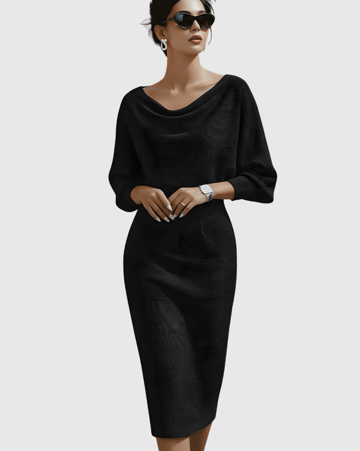 Margaux™ | Women's Soft Knit Cowl Neck Midi Dress