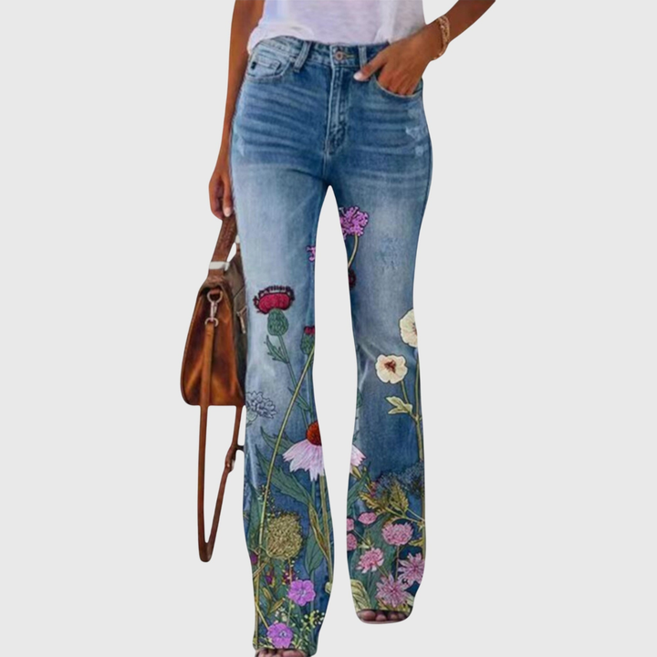 Marigold™ | Women's Stretch Floral Flare Jeans