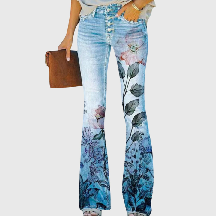 Marigold™ | Women's Stretch Floral Flare Jeans
