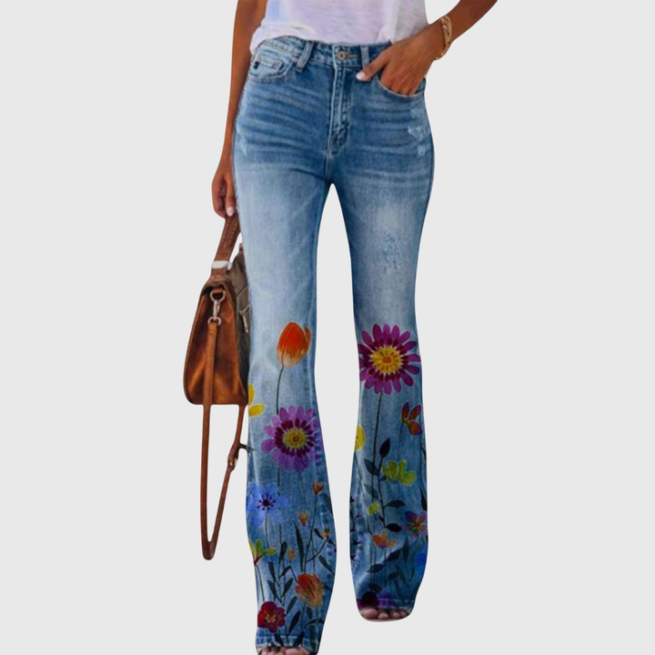 Marigold™ | Women's Stretch Floral Flare Jeans