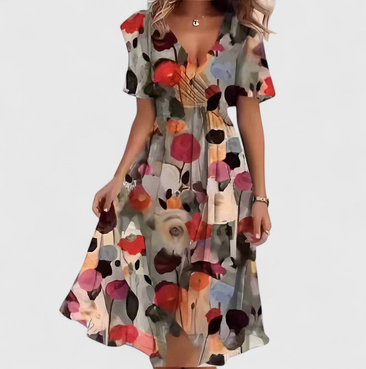 Marlowe™ | Women's Elegant Floral Chiffon Wrap Midi Dress
