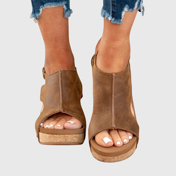 Mireille™ | Women's Leather Platform Wedge Sandals