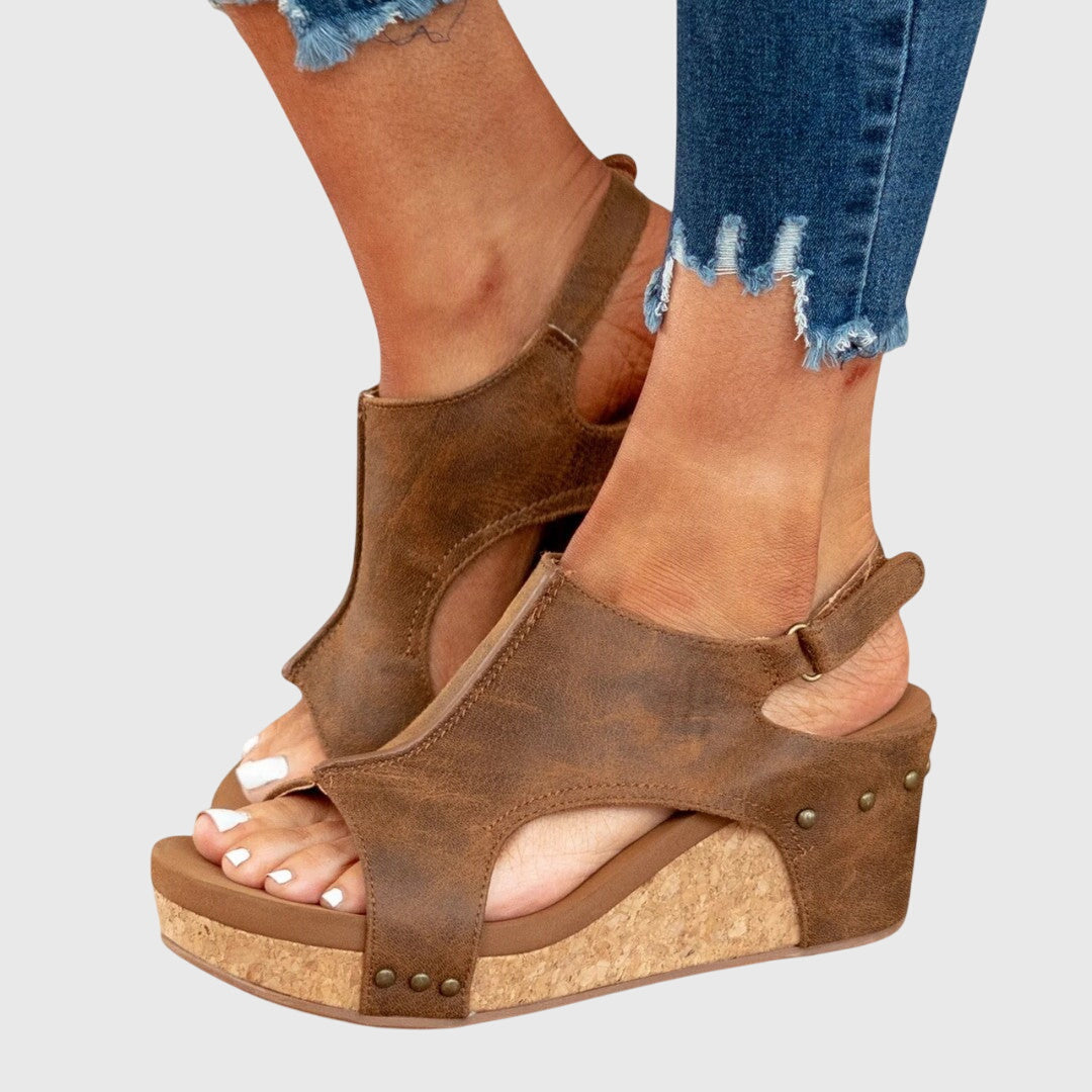 Mireille™ | Women's Leather Platform Wedge Sandals