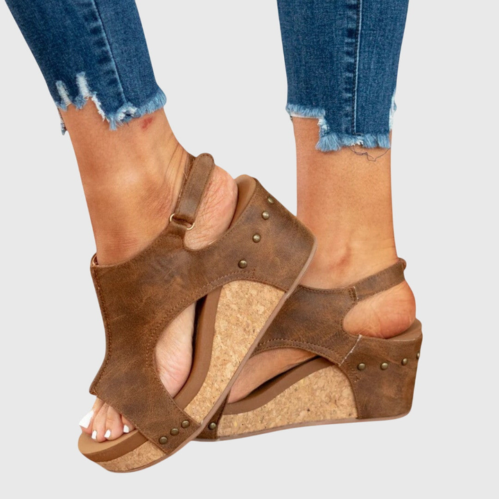 Mireille™ | Women's Leather Platform Wedge Sandals