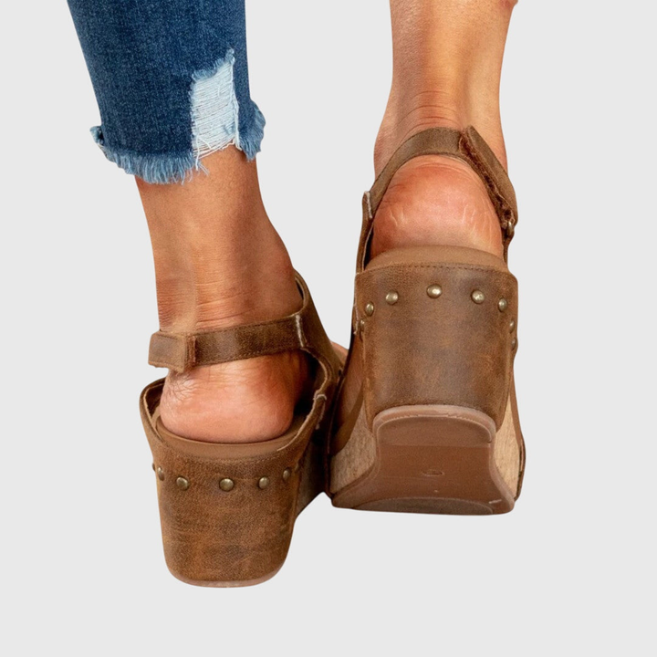 Mireille™ | Women's Leather Platform Wedge Sandals