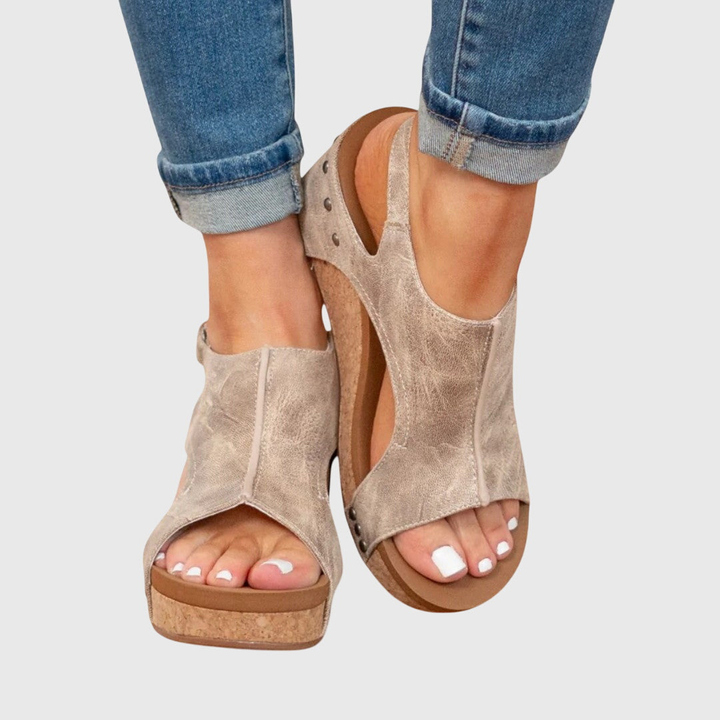 Mireille™ | Women's Leather Platform Wedge Sandals