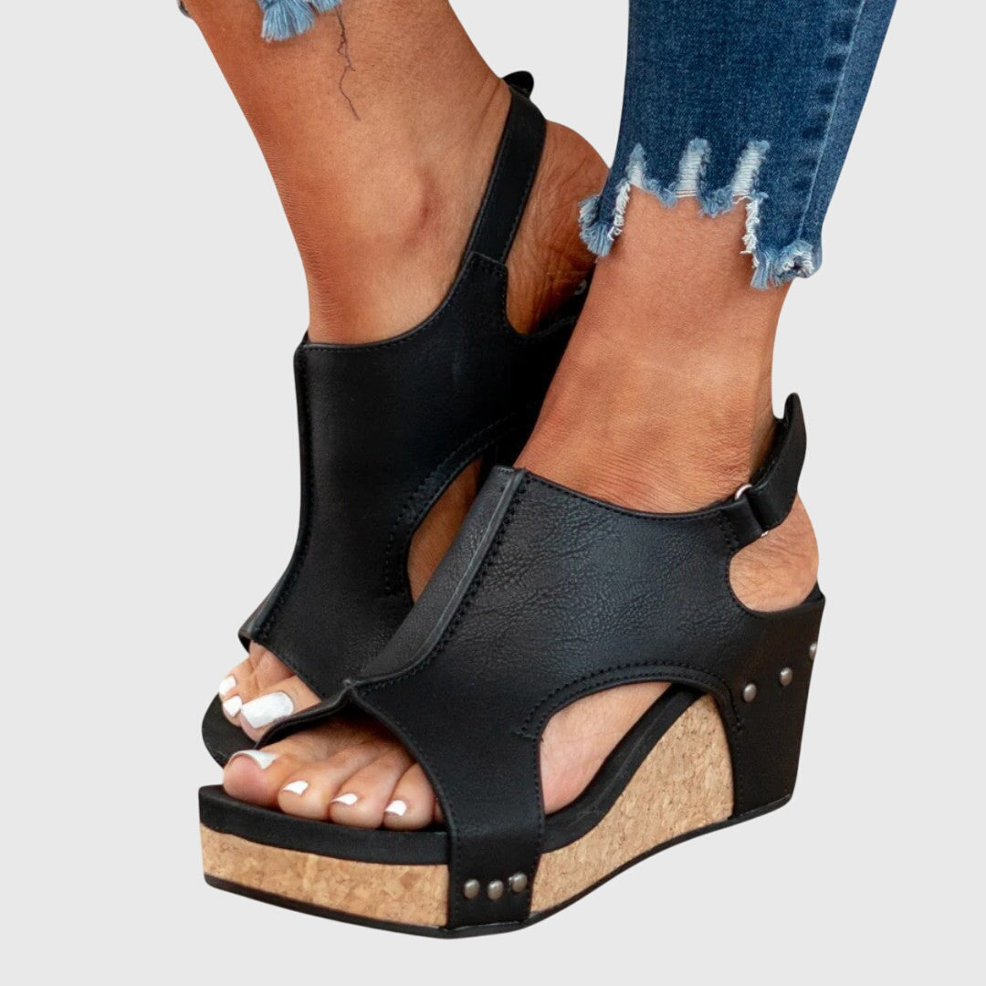 Mireille™ | Women's Leather Platform Wedge Sandals