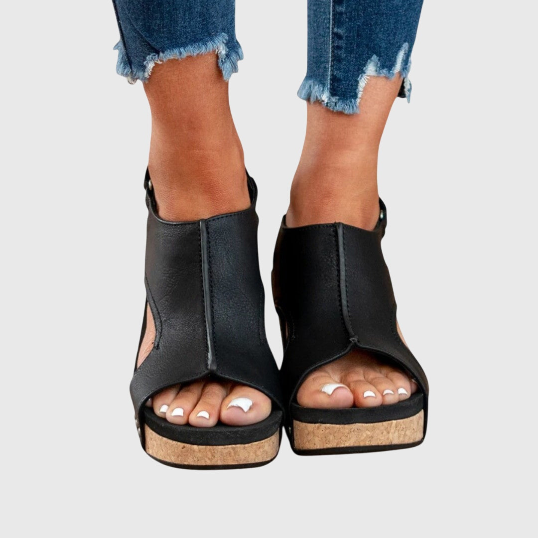 Mireille™ | Women's Leather Platform Wedge Sandals