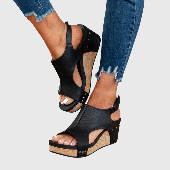 Mireille™ | Women's Leather Platform Wedge Sandals