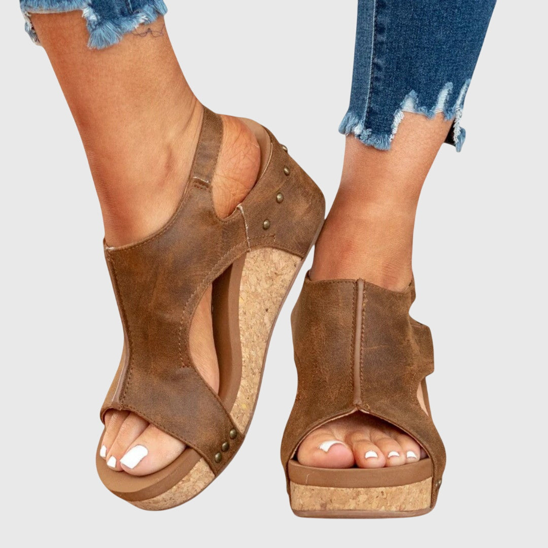 Mireille™ | Women's Leather Platform Wedge Sandals