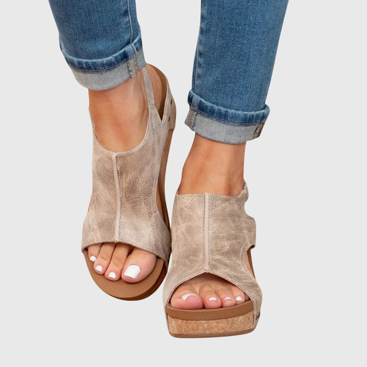 Mireille™ | Women's Leather Platform Wedge Sandals